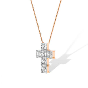 Asscher Lab-Grown Diamond Pendant 18K Gold - Rose Gold 3D