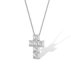 Asscher Lab-Grown Diamond Pendant 18K Gold - White Gold 3D