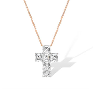 Asscher Lab-Grown Diamond Pendant 18K Gold - Rose Gold Front