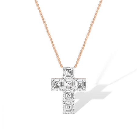 Asscher Lab-Grown Diamond Pendant 18K Gold - Rose Gold Front