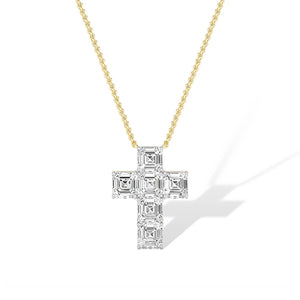 Asscher Lab-Grown Diamond Pendant 18K Gold - Yellow Gold Front