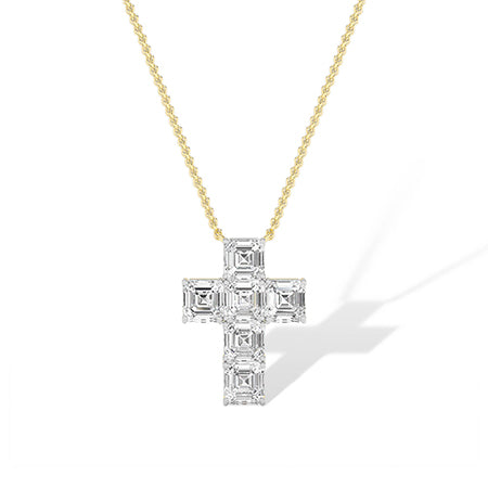 Asscher LG Diamond Pendant in Yellow Gold - BH Diamond Center Antwerp