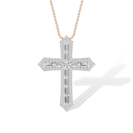 Baguette LG diamanten hanger in Witgoud - BH Diamond Center Antwerpen