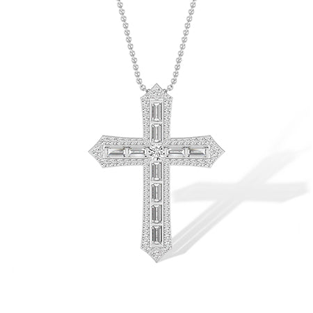 Baguette LG Diamond Pendant in White Gold - BH Diamond Center Antwerp