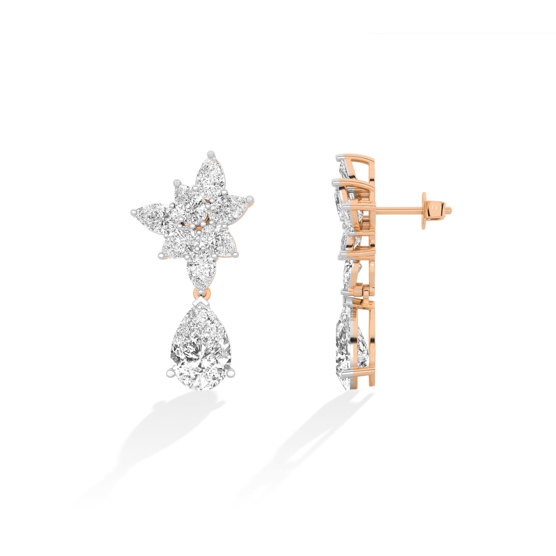 Pear LG Diamond Earrings in Yellow Gold - BH Diamond Center Antwerp