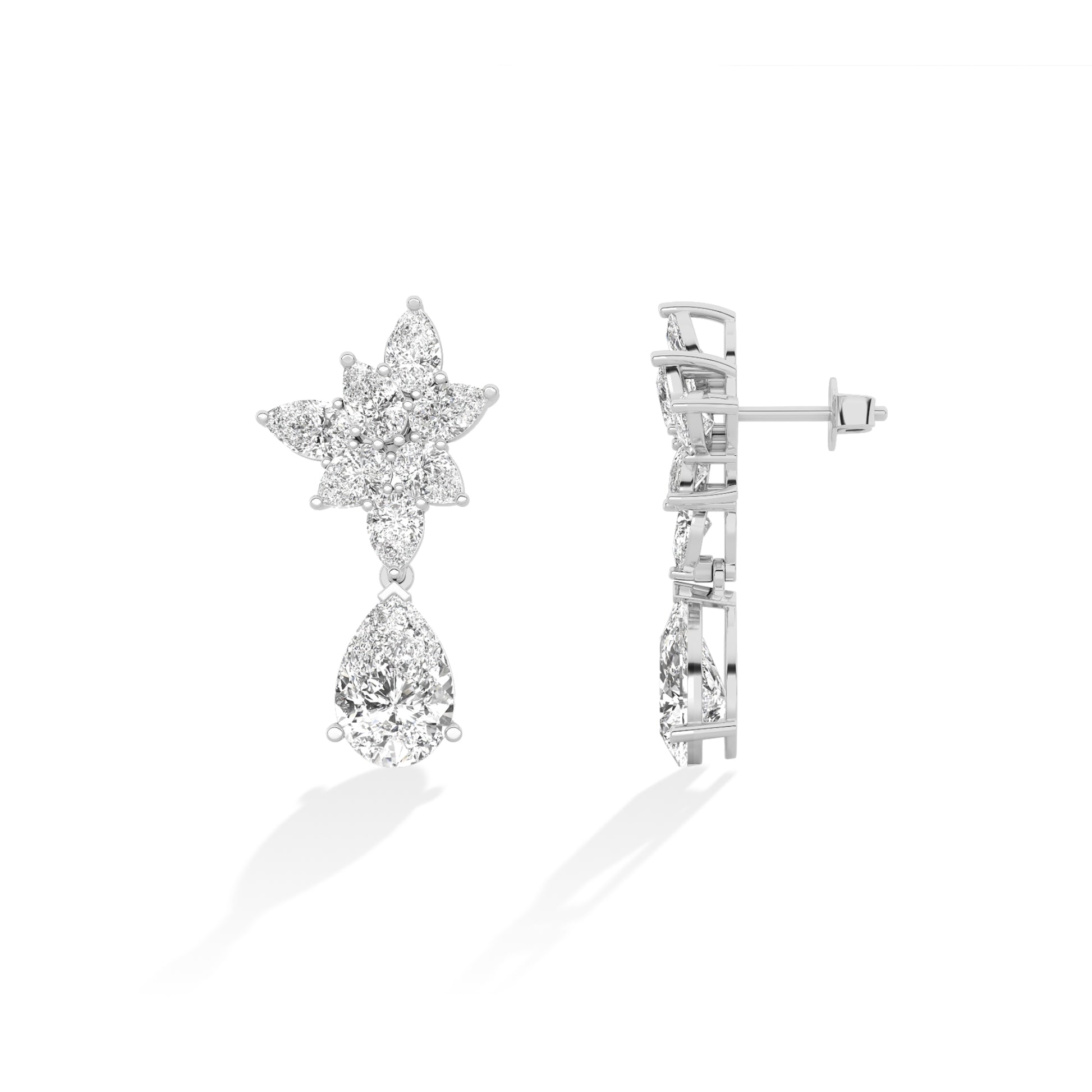 Pear LG Diamond Earrings in White Gold - BH Diamond Center Antwerp