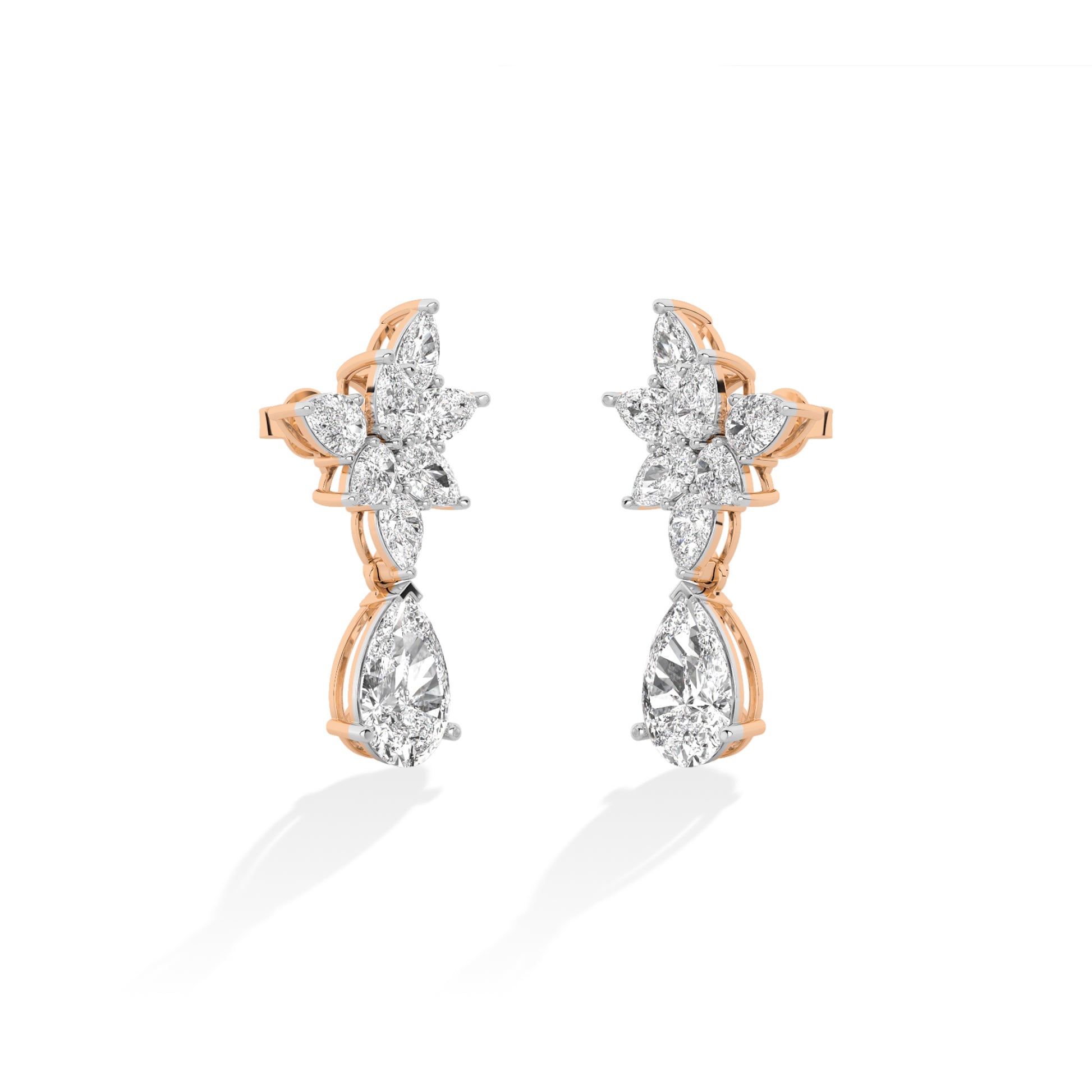 Pear LG Diamond Earrings in Rose Gold - BH Diamond Center Antwerp