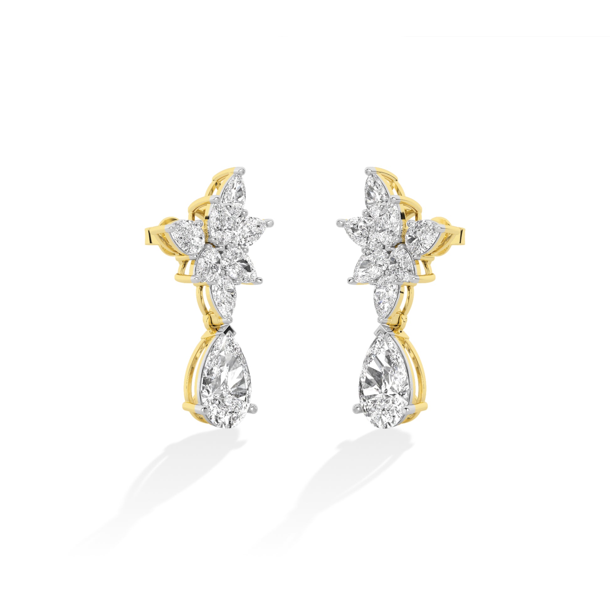 Pear LG Diamond Earrings in Yellow Gold - BH Diamond Center Antwerp