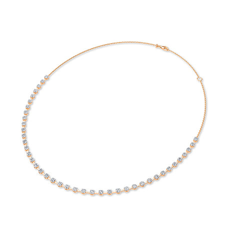 Round Lab-Grown Diamond Necklace 18K Gold - Rose Gold 3D