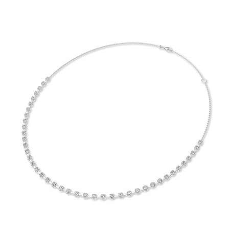 Round Lab-Grown Diamond Necklace 18K Gold - White Gold 3D