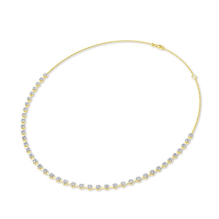 Round Lab-Grown Diamond Necklace 18K Gold - Yellow Gold 3D