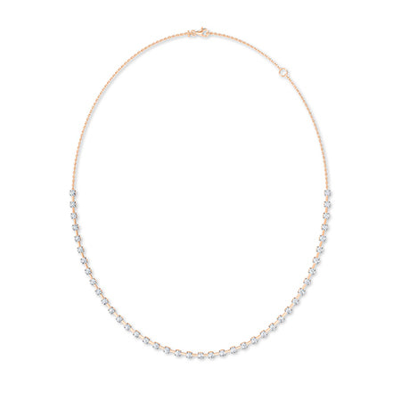Round Lab-Grown Diamond Necklace 18K Gold - Rose Gold Front