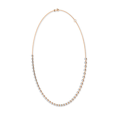 Round Lab-Grown Diamond Necklace 18K Gold - Rose Gold Side