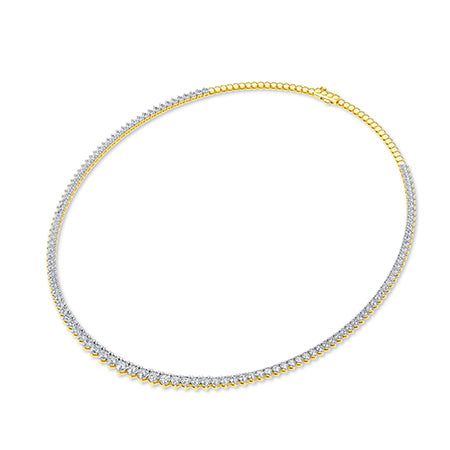 Round LG Diamond Necklace in Yellow Gold - BH Diamond Center Antwerp