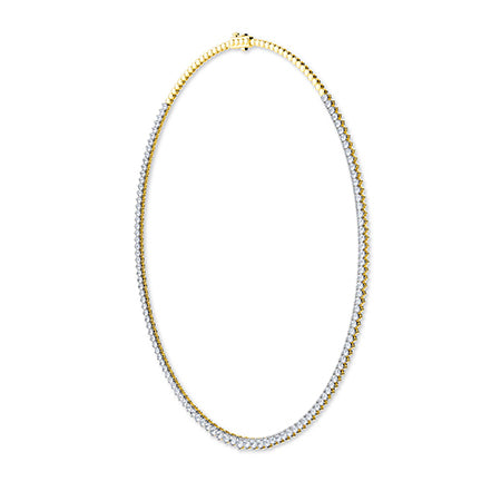 Round LG Diamond Necklace in Yellow Gold - BH Diamond Center Antwerp