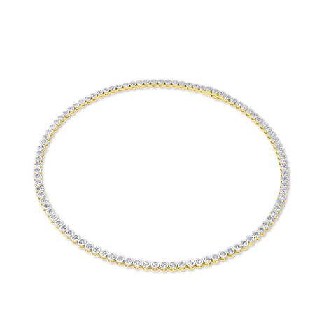 Round Lab-Grown Diamond Necklace 18K Gold - Yellow Gold 3D
