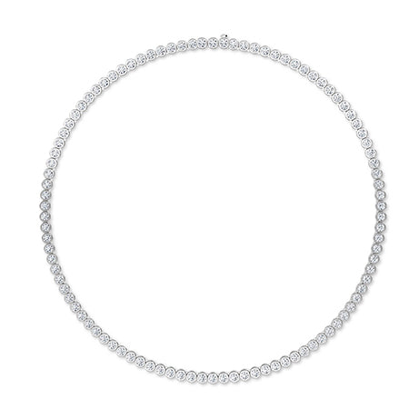 Round Lab-Grown Diamond Necklace 18K Gold - White Gold Front