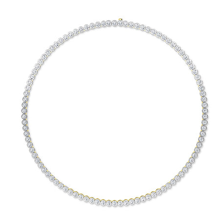 Round Lab-Grown Diamond Necklace 18K Gold - Yellow Gold Front