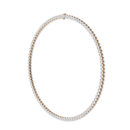 Round Lab-Grown Diamond Necklace 18K Gold - Rose Gold Side