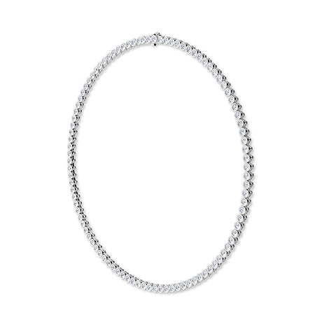 Round Lab-Grown Diamond Necklace 18K Gold - White Gold Side