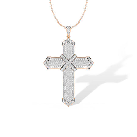 Round Lab-Grown Diamond Pendant 18K Gold - Rose Gold Front