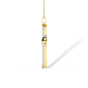 Round Lab-Grown Diamond Pendant 18K Gold - Yellow Gold Side