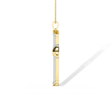 Round Lab-Grown Diamond Pendant 18K Gold - Yellow Gold Side