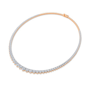 Round Lab-Grown Diamond Necklace 18K Gold - Rose Gold 3D