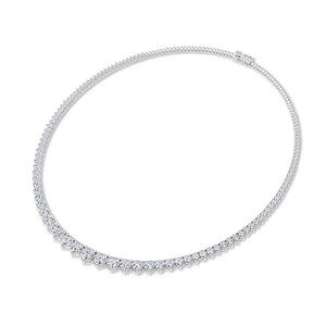 Round Lab-Grown Diamond Necklace 18K Gold - White Gold 3D