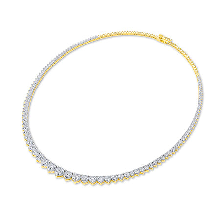 Round Lab-Grown Diamond Necklace 18K Gold - Yellow Gold 3D