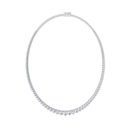 Round Lab-Grown Diamond Necklace 18K Gold - White Gold Front