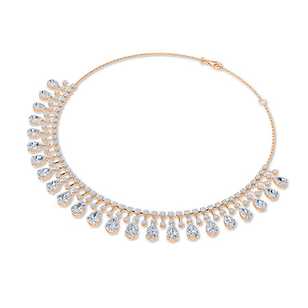 Pear Lab-Grown Diamond Necklace 18K Gold - Rose Gold 3D