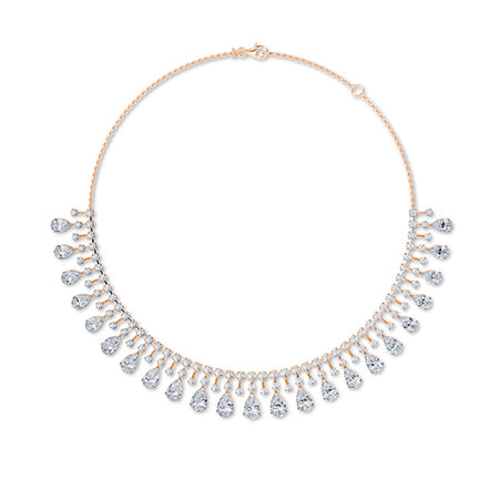 Pear Lab-Grown Diamond Necklace 18K Gold - Rose Gold Front