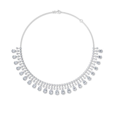 Pear Lab-Grown Diamond Necklace 18K Gold - White Gold Front