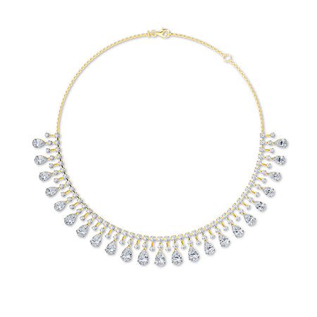 Pear LG Diamond Necklace in Yellow Gold - BH Diamond Center Antwerp