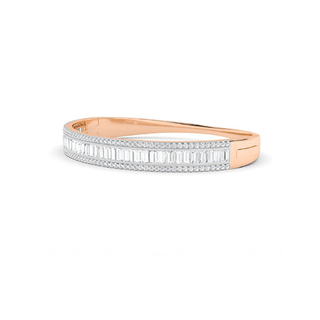 Baguette Lab-Grown Diamond Bracelet 18K Gold - Rose Gold 3D