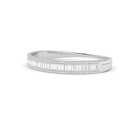 Baguette Lab-Grown Diamond Bracelet 18K Gold - White Gold 3D