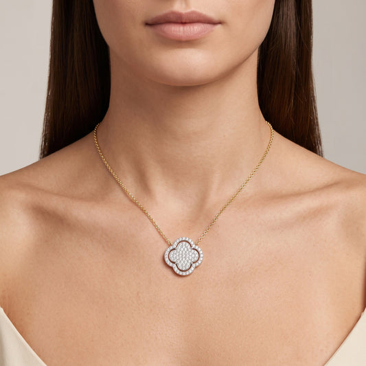 Round LG Diamond Pendant worn on model