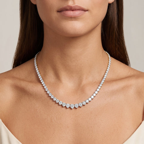 Round LG Diamond Necklace worn on model