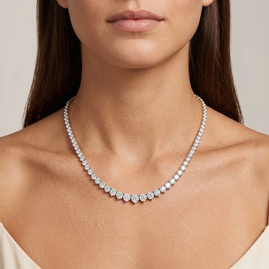 Round LG Diamond Necklace worn on model