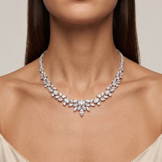 Pear LG Diamond Necklace worn on model