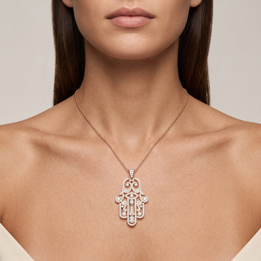 Round LG Diamond Pendant worn on model